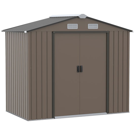 Garden Shed Storage Unit w/Locking Door Floor Foundation Vent Brown