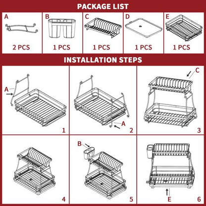 Vinsani Black Dish Drying Rack