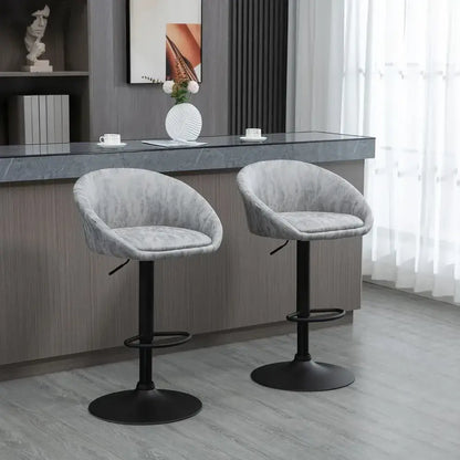 Adjustable Swivel Bar Stools Set of 2 Bar Chairs with Footrest, Light Grey