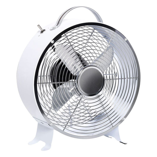 White 26cm 2-Speed Electric Fan Safe Guard Anti-Slip Feet Home Office