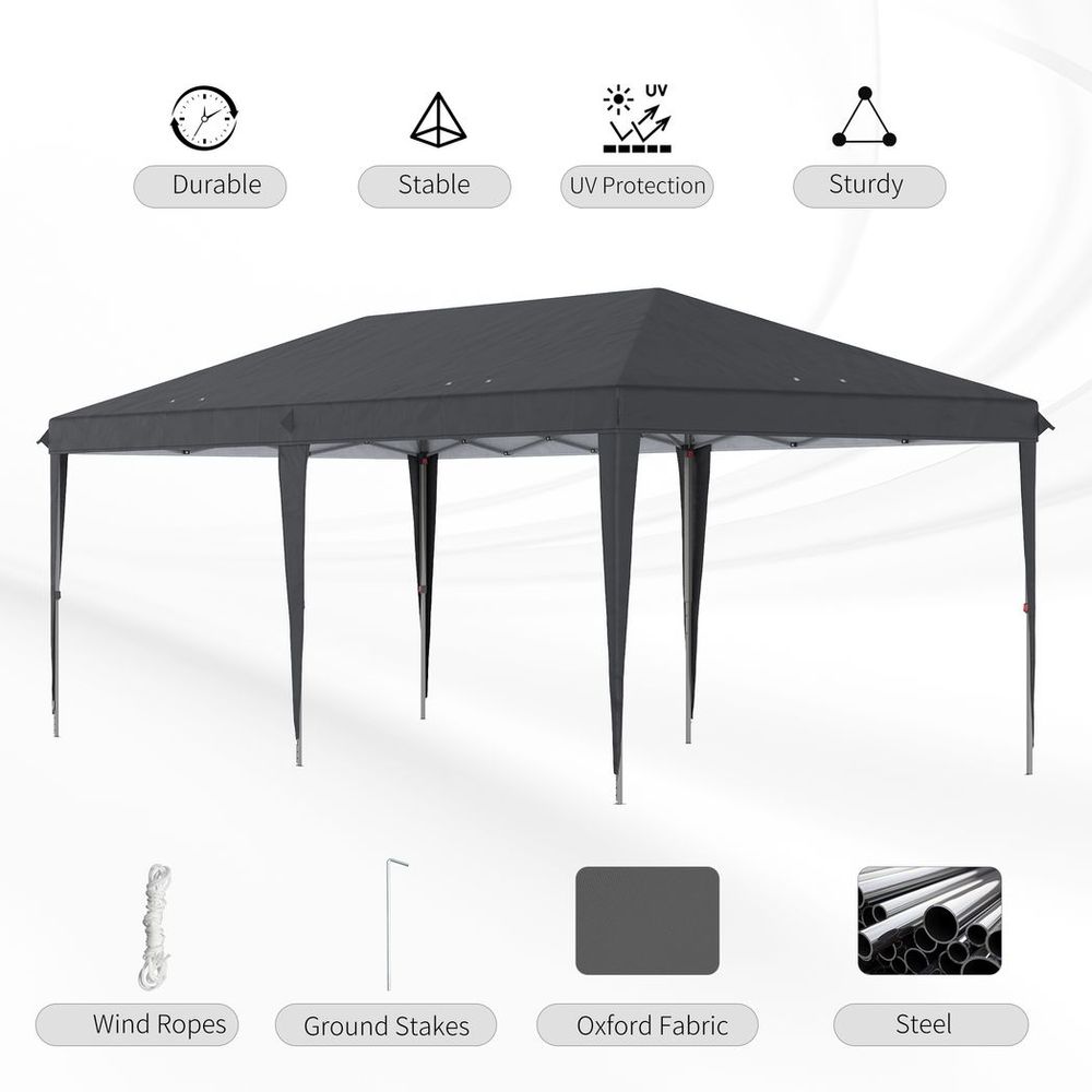 3 x 6 m Pop Up Gazebo Patio Party Event Heavy Duty Canopy Black