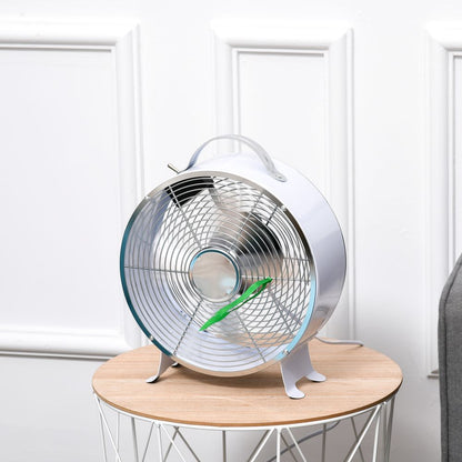 White 26cm 2-Speed Electric Fan Safe Guard Anti-Slip Feet Home Office