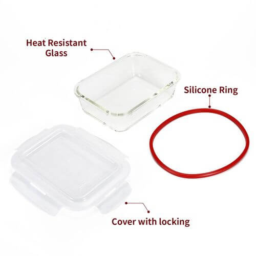 Vinsani Glass Food Containers 10 Pack Rectangle Round Square Food Meal Prep Lunch Boxes with Lids Airtight Heat Resistant Leakproof Lid BPA-Free Dishwasher Microwave Oven Freezer Safe