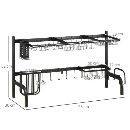 Space Saving Over The Sink Dish Drying Rack, 2 Tier Adjustable Dish Drainer