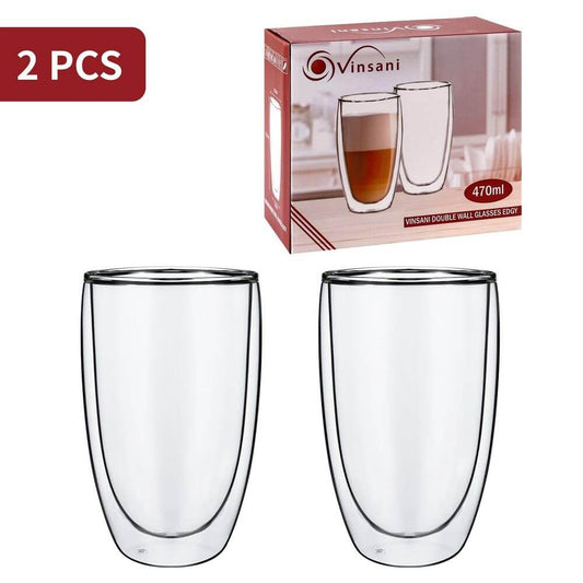 Double Wall Glasses Edgy Barware Set of 2