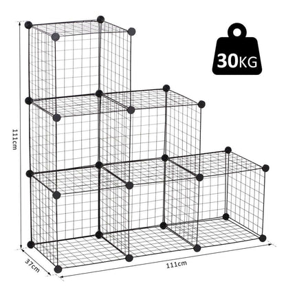 DIY 6 Cube Wire Storage Cabinet Organiser Black