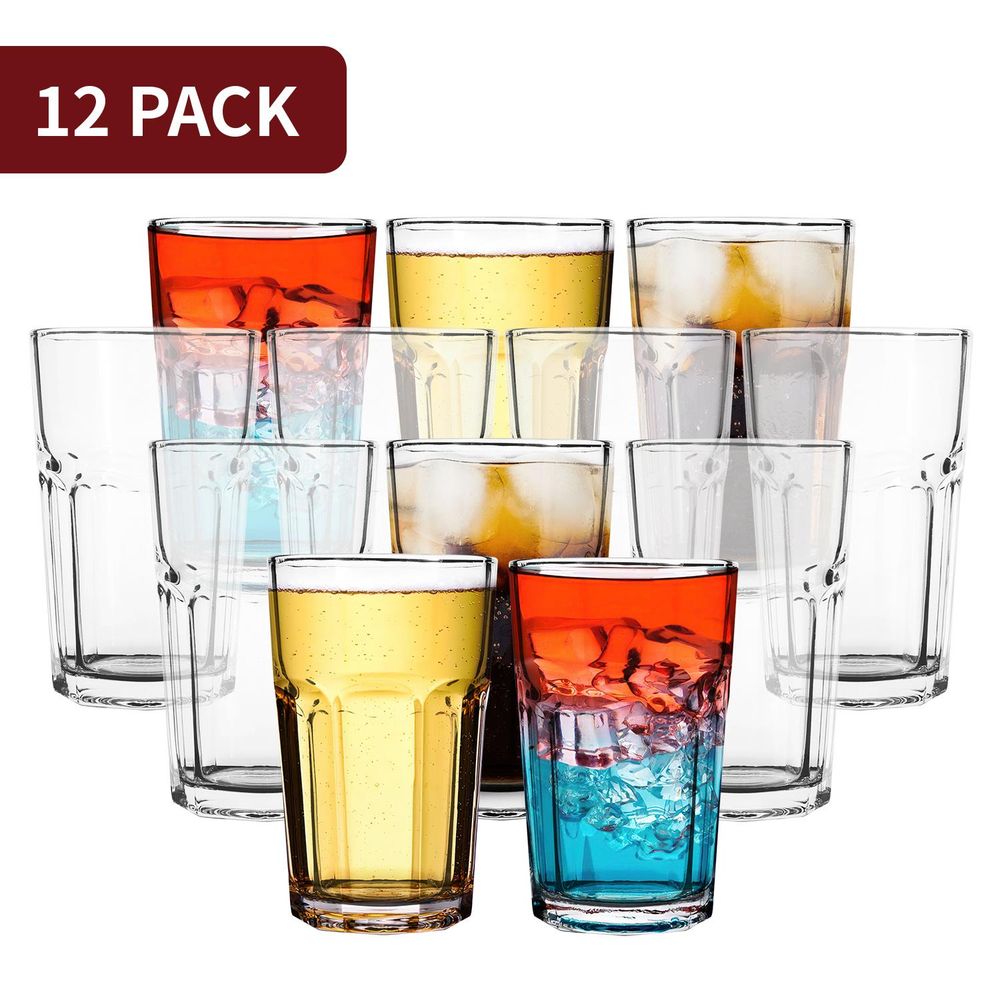 12 Traditional Highball Glass Tumblers - 300ml (10.5oz) Highball Glasses