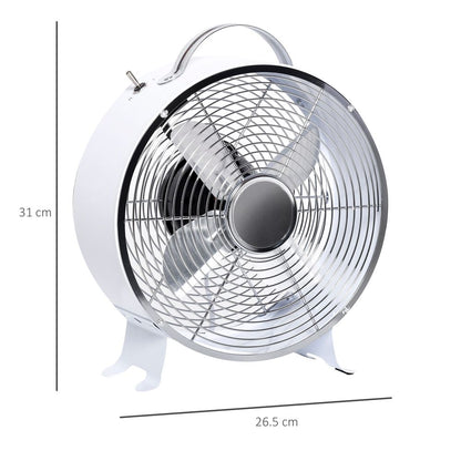 White 26cm 2-Speed Electric Fan Safe Guard Anti-Slip Feet Home Office