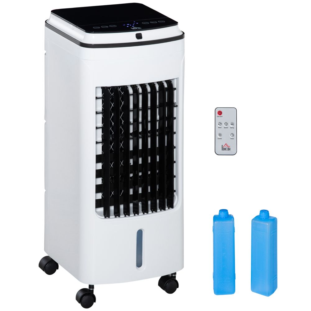 3-in-1 Portable Air Cooler with 4L Water Tank 7.5H Timer, Remote White