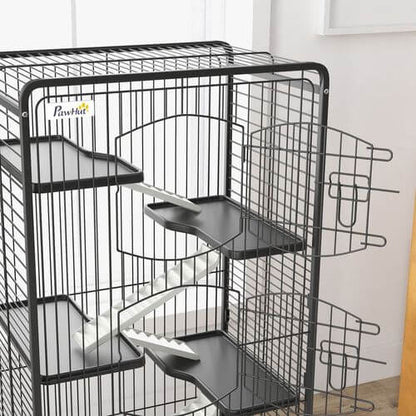 6 Level Small Animal Cage for Rabbits, Minks, Chinchillas - Black