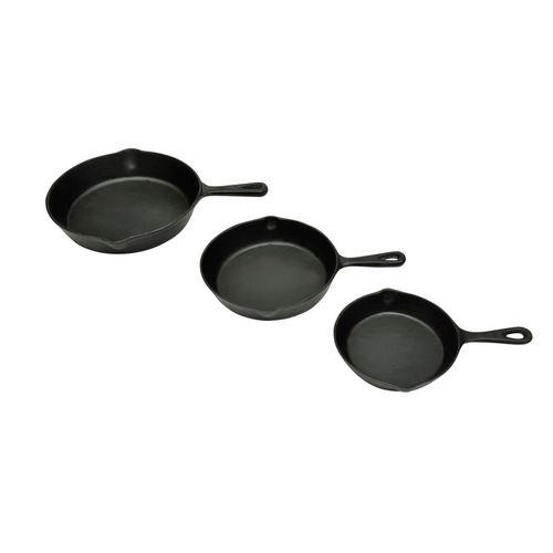 Set of 3 Cast Iron Skillet/Grill Steak Pans Ideal For The BBQ