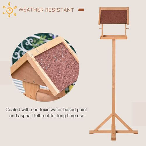 Wooden Bird Feeder Freestanding Cross-shaped Support Feet Weather Resistant