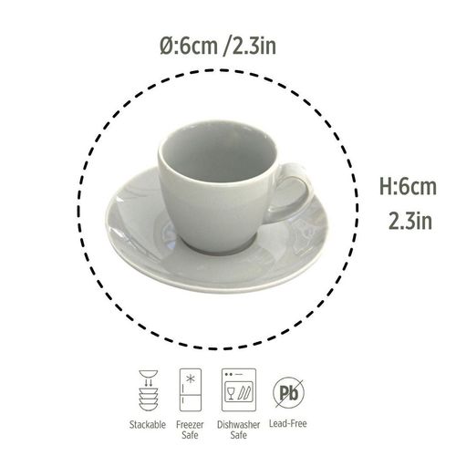 Porcelain Coffee, Tea, Espresso & Turkish Coffee Cup Light Grey