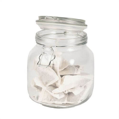 1L Glass Storage Jars with Clip Top Lid - Set of 6