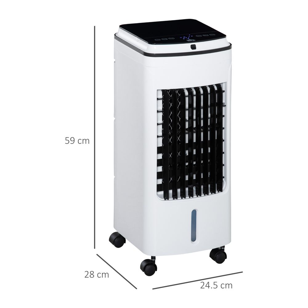 3-in-1 Portable Air Cooler with 4L Water Tank 7.5H Timer, Remote White