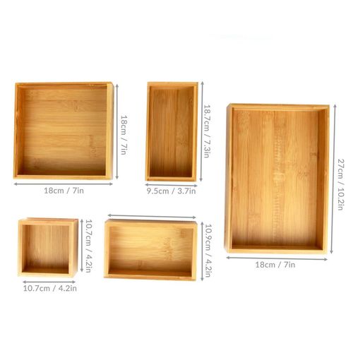 Bamboo Drawer Organiser - 5 Piece