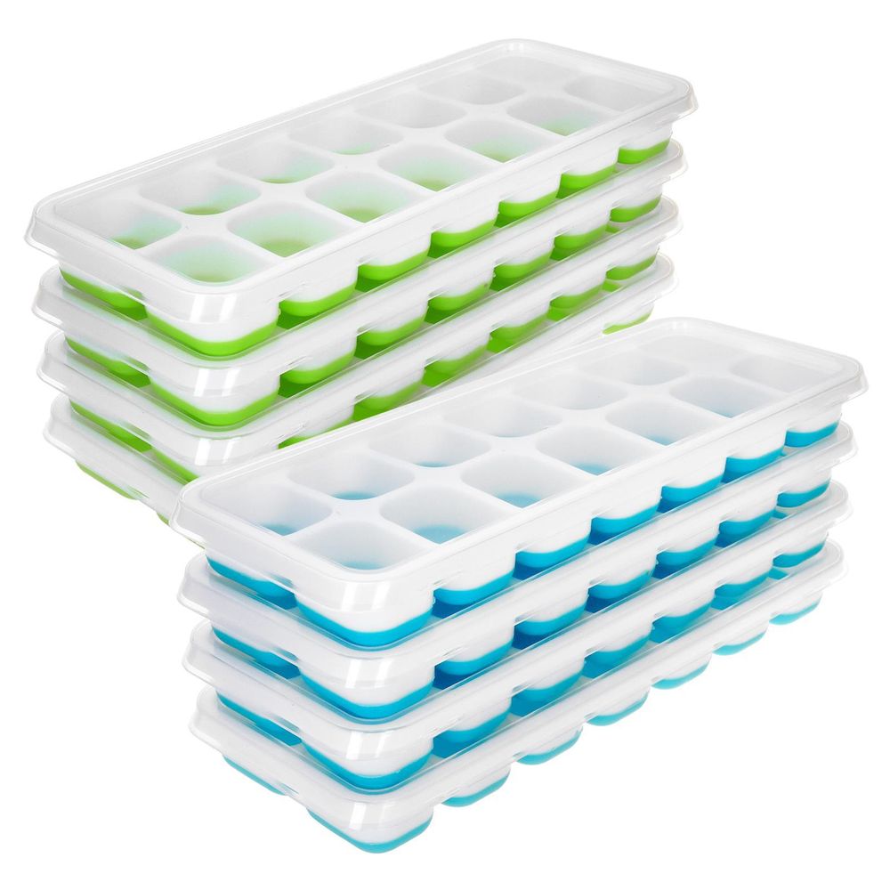 Set of 4 Easy Push Ice Cube Trays - Blue or Green