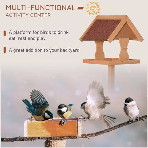 Wooden Bird Feeder Freestanding Cross-shaped Support Feet Weather Resistant