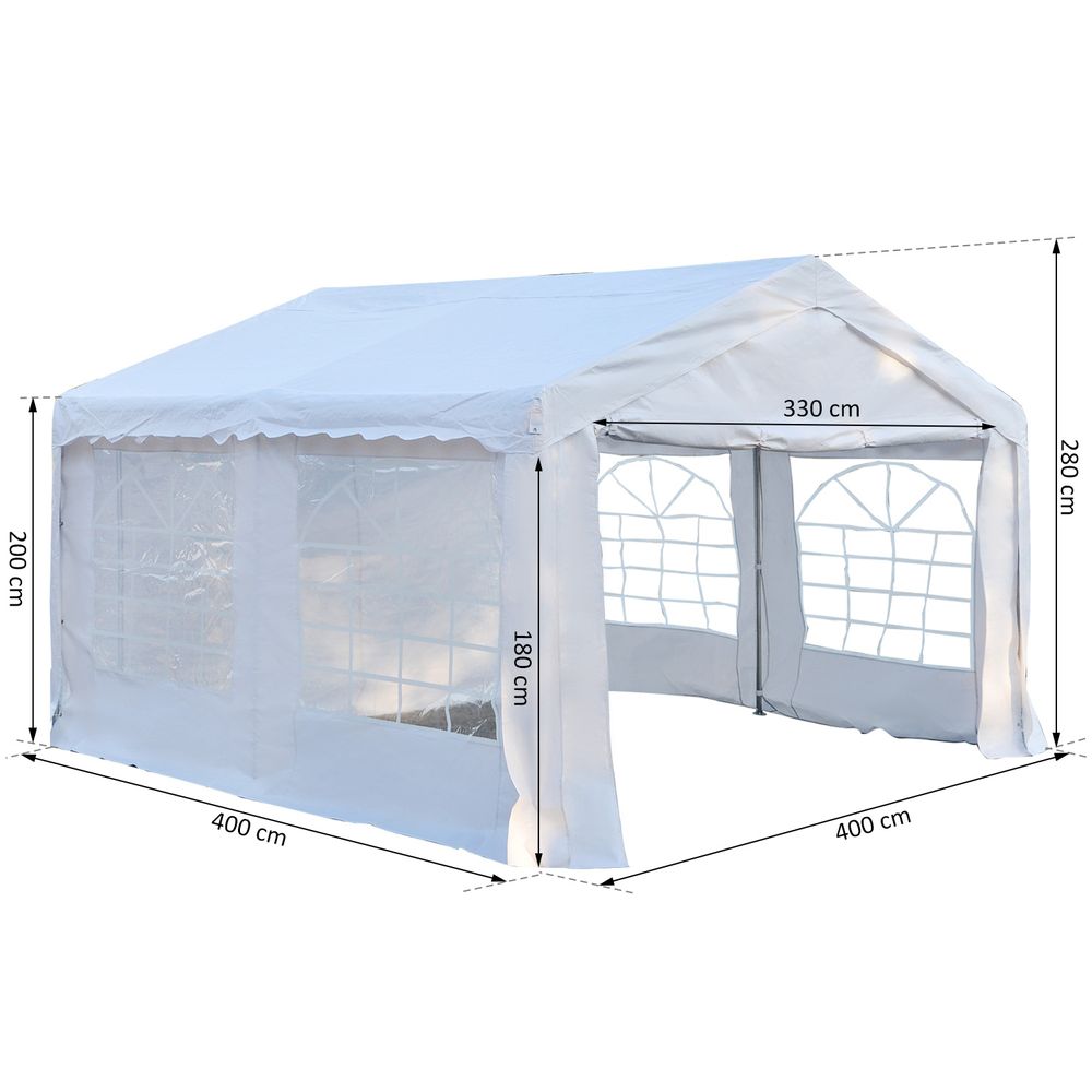 Gazebo Marquee Party Tent, Steel Frame-White - 2 sizes