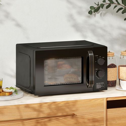 HOMCOM 23L Solo Manual Microwave Oven with 5 Levels, Timer, Black