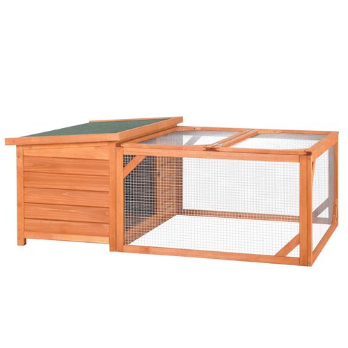 Wooden Rabbit Hutch with Run Small Animal Guinea Pig House 125.5 x 100 x 49cm