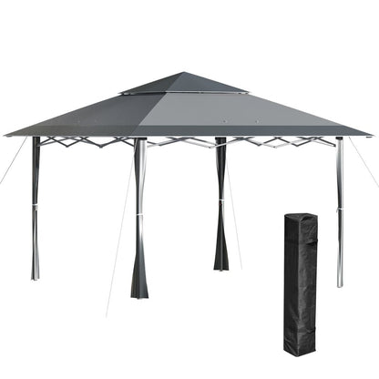 4m x 4m Pop-up Gazebo Steel Frame, Vented Roof Dark Grey