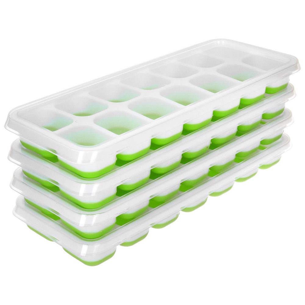 Set of 4 Easy Push Ice Cube Trays - Blue or Green