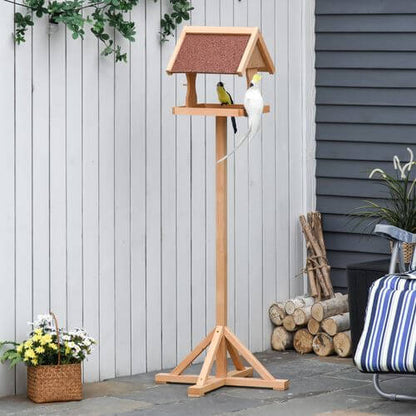 Wooden Bird Feeder Freestanding Cross-shaped Support Feet Weather Resistant