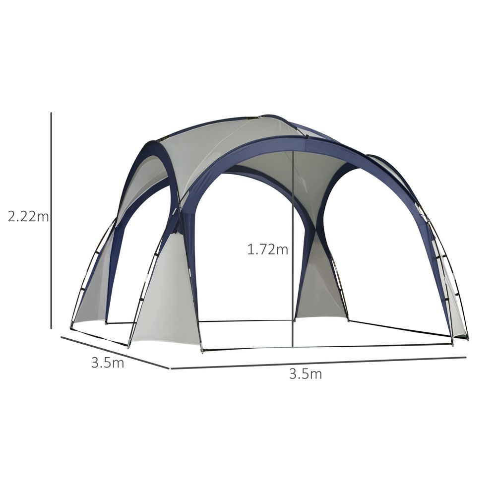 Outdoor Garden Dome Gazebo Shelter Party Tent Grey With Blue Trim