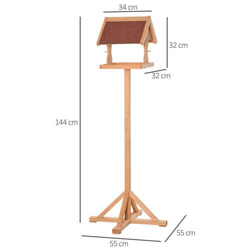 Wooden Bird Feeder Freestanding Cross-shaped Support Feet Weather Resistant