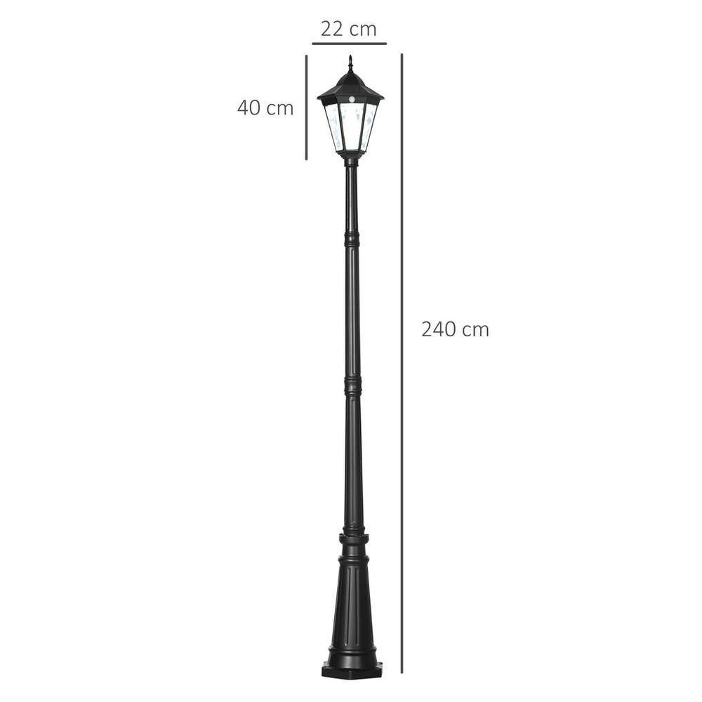 2.4m Garden Lamp Post Light LED Solar Powered Patio Path Lighting Lamp