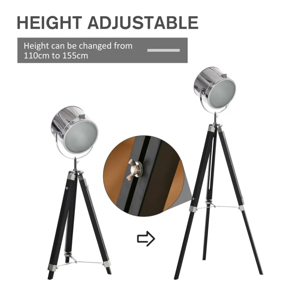 Industrial Style Adjustable Floor Tripod Searchlight Reading Lamp