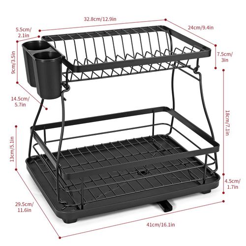 Vinsani Black Dish Drying Rack