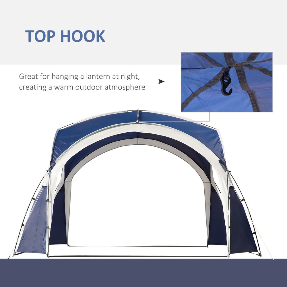 Outdoor Garden Dome Gazebo Shelter Party Tent Blue with Grey Trim