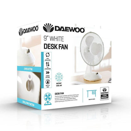 Daewoo 9" Desk Fan White