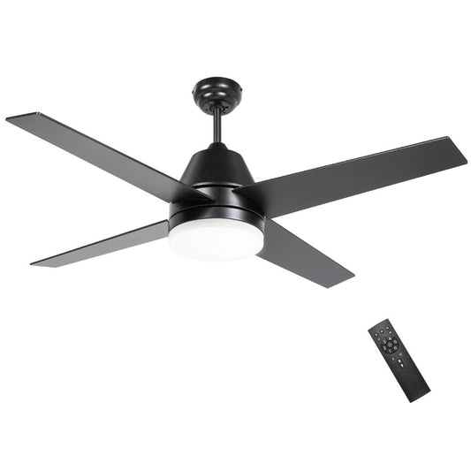 Mounting Reversible Ceiling Fan with Light, Remote, Black & Brown