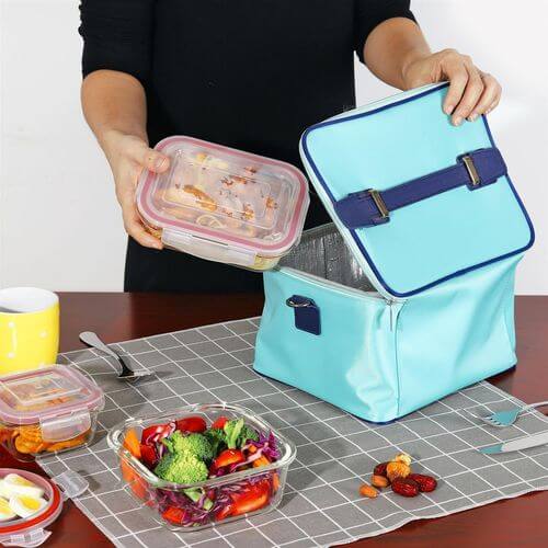 Vinsani Glass Food Containers 10 Pack Rectangle Round Square Food Meal Prep Lunch Boxes with Lids Airtight Heat Resistant Leakproof Lid BPA-Free Dishwasher Microwave Oven Freezer Safe