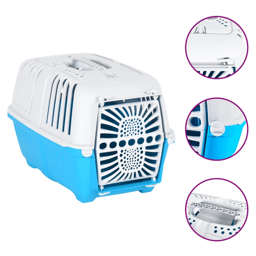 Pet Carrier White and Blue 48x31.5x33cm Polypropylene.