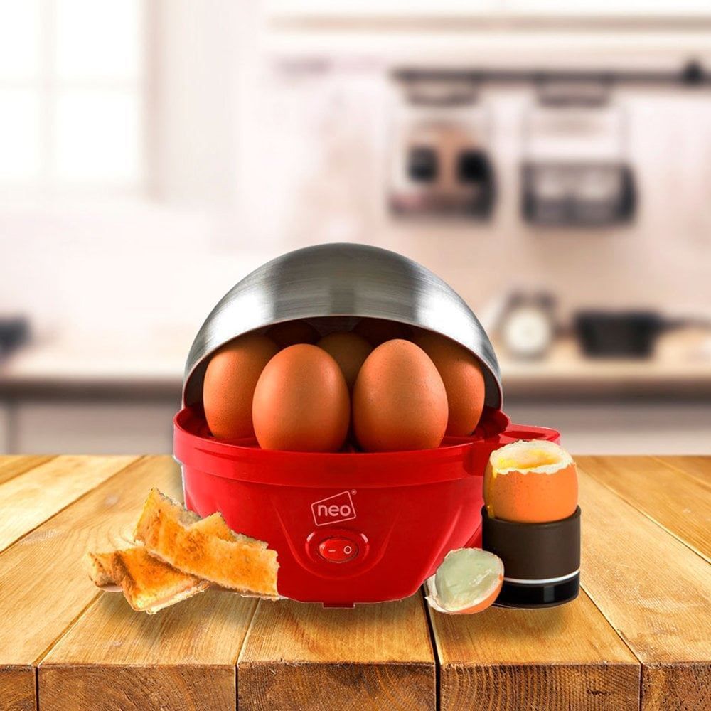 Red Stainless Steel Electric Egg Boiler Poacher and Steamer