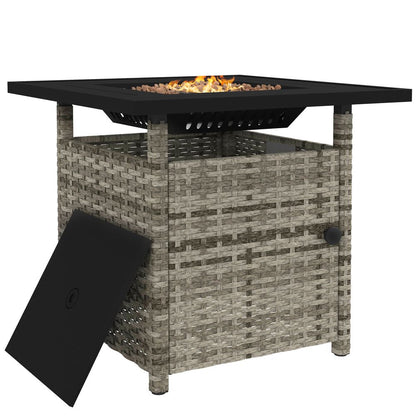 Outsunny Gas 50,000 BTU Rattan Fire Pit for Garden - Grey