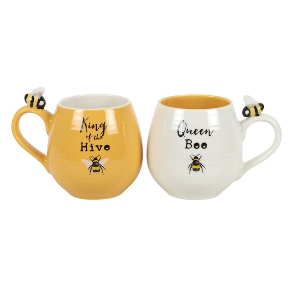 Bee Happy King and Queen Couples Mug Set