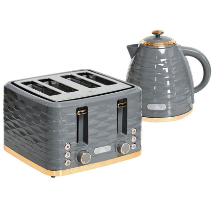 Grey HOMCOM Rapid Boil Kettle & 4 Slice Toaster