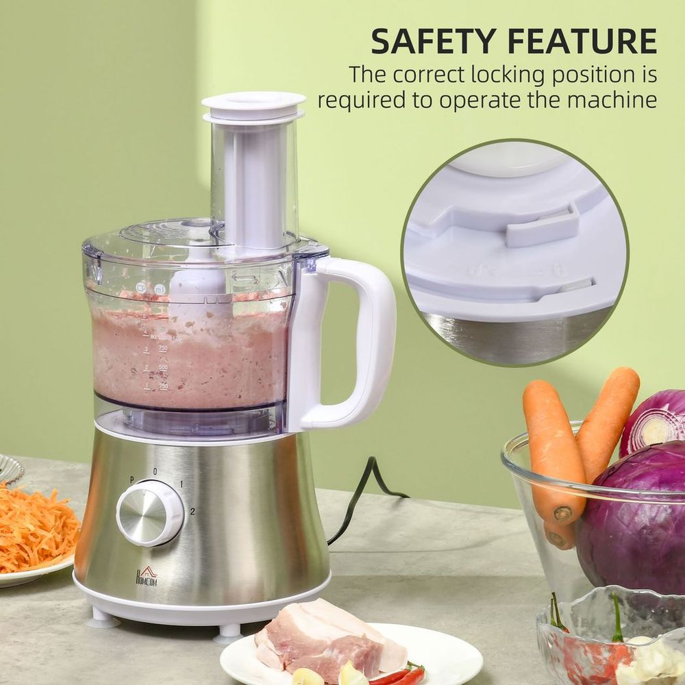 Food Processor With 1L Processing Bowl Highlighting Safety Features