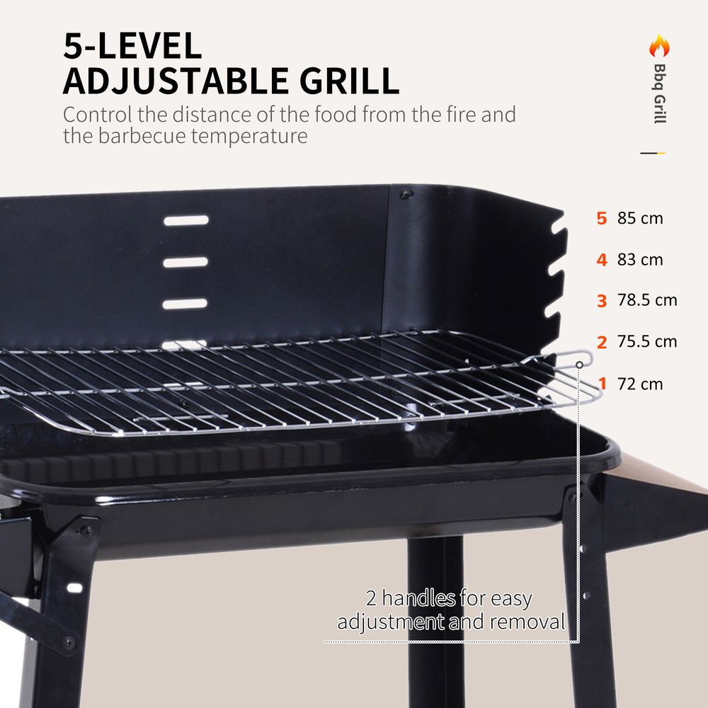 Outsunny Charcoal BBQ Grill,  87Lx45Wx83H cm-Black