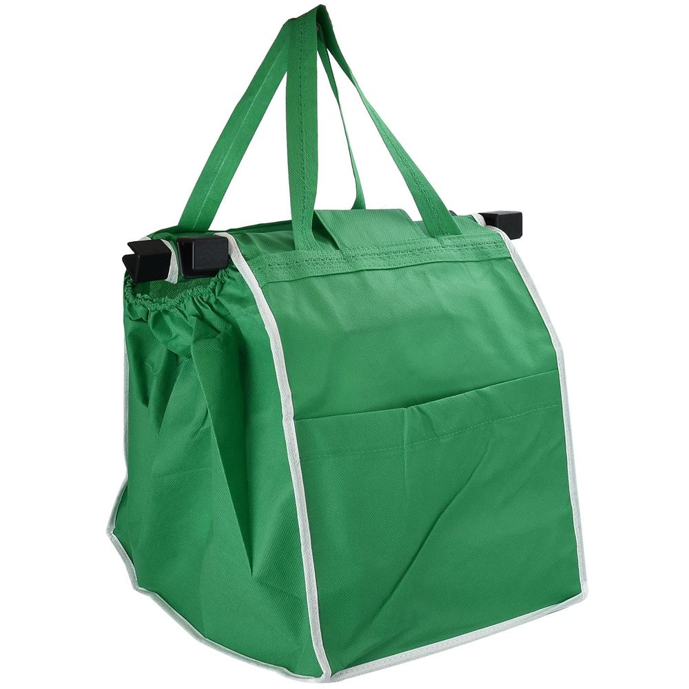 Green Shopping Trolley Grab Bag On White Background