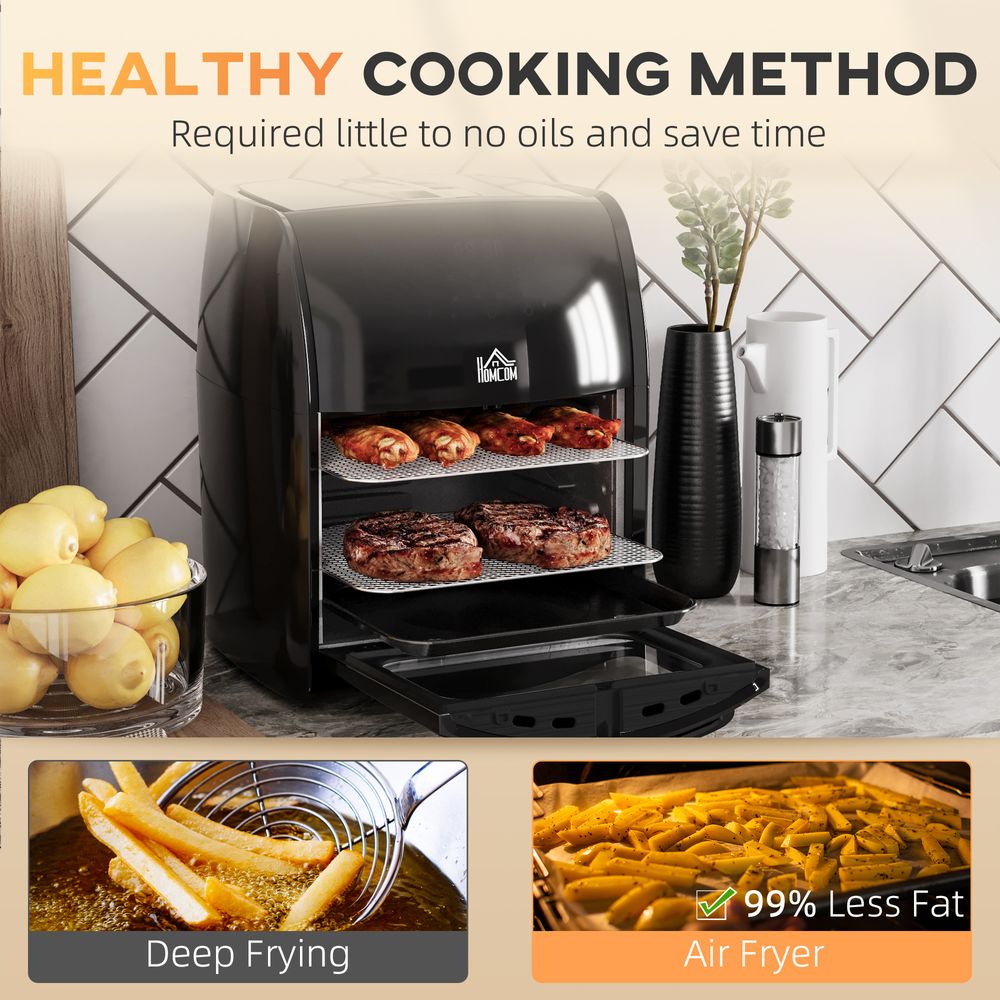 Air Fryer Oven HOMCOM 12L 8 Preset Modes 1800W Black