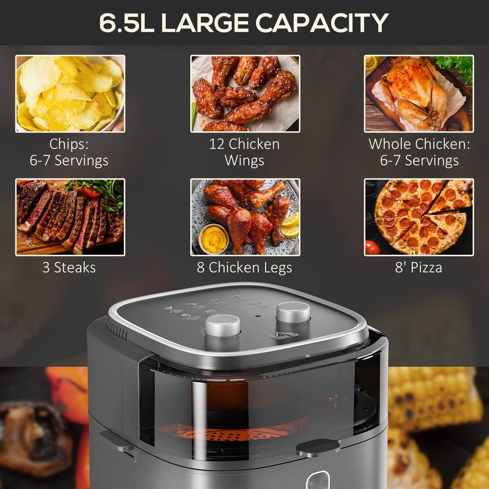 6.5L Airfryer Air Fryer Oven w/ Recipes  60-Minute Timer Adjustable Temp 1350W