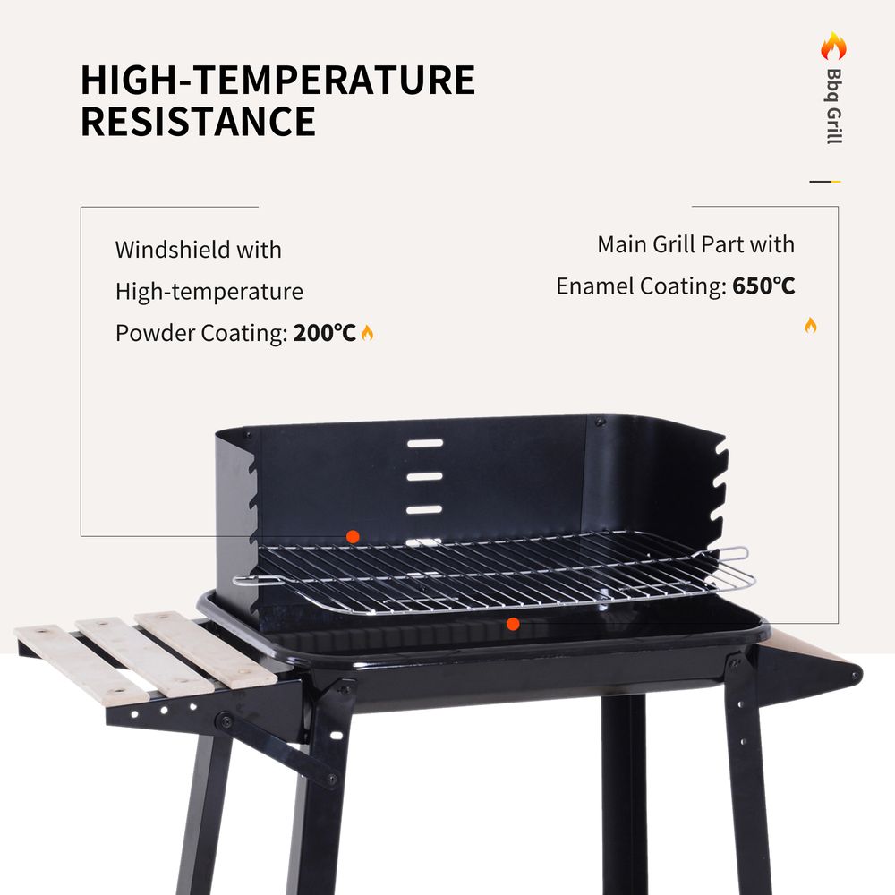 Outsunny Charcoal BBQ Grill,  87Lx45Wx83H cm-Black