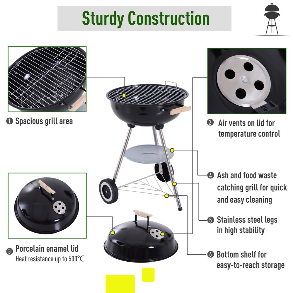 Outsunny Charcoal BBQ Grill, 85H cm