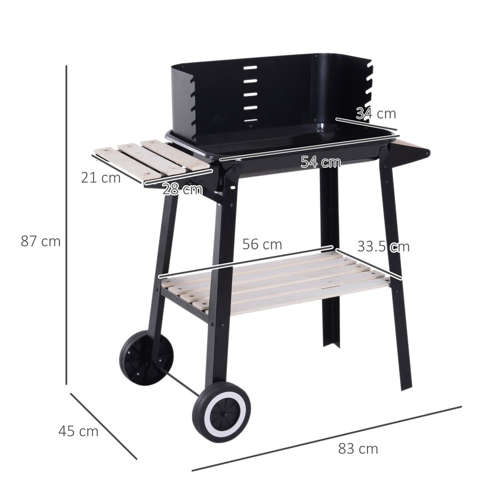 Outsunny Charcoal BBQ Grill,  87Lx45Wx83H cm-Black